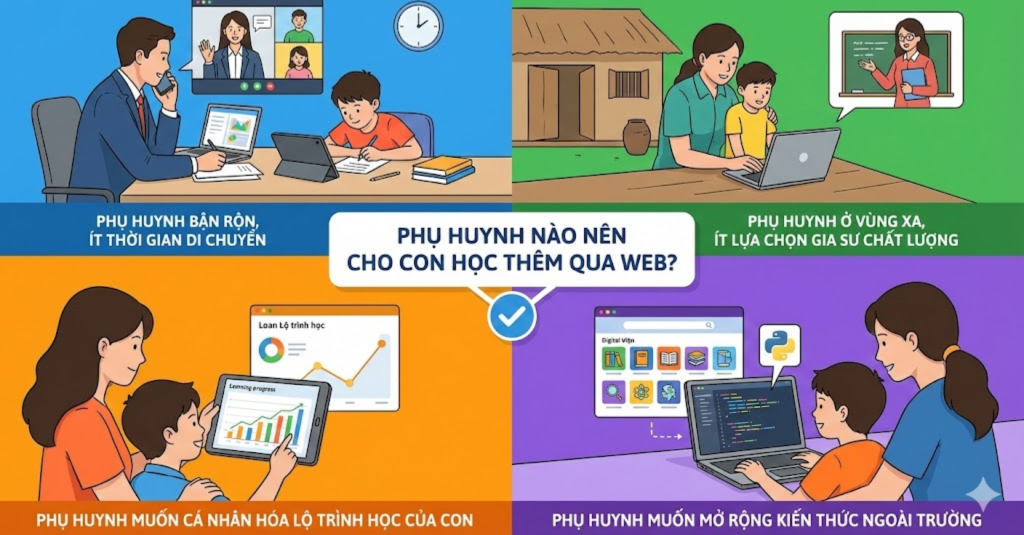 Phụ huynh nào nên cho con học thêm qua web?
