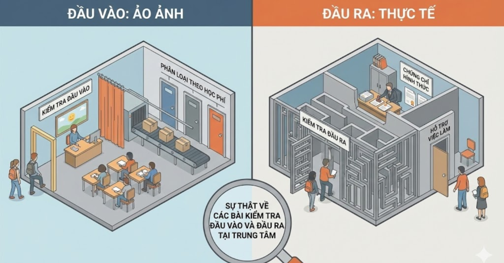 Sự thật về các bài kiểm tra đầu vào và đầu ra tại trung tâm