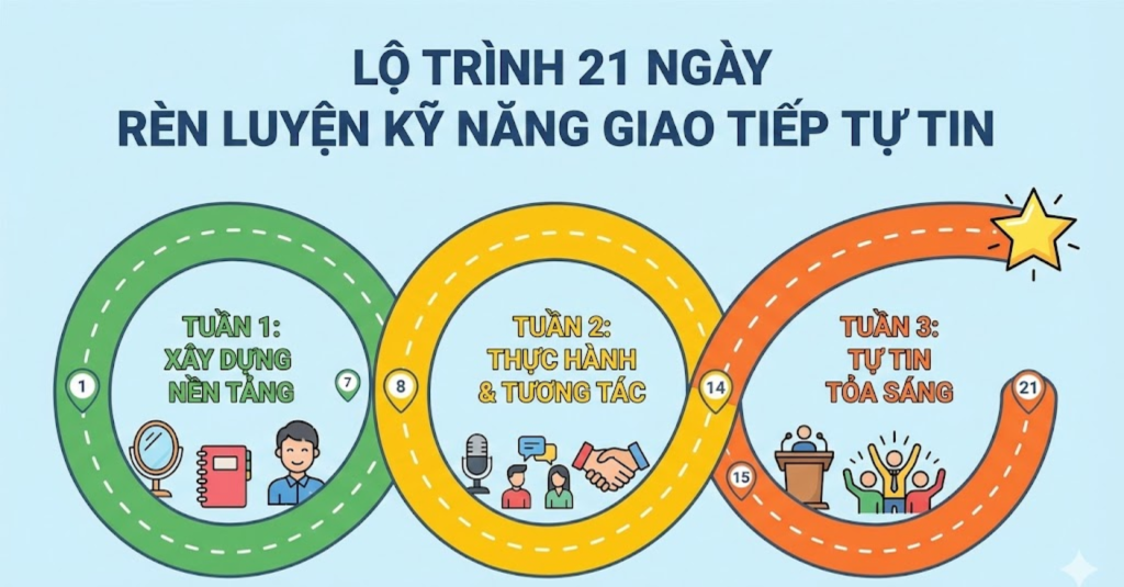 Lộ trình 21 ngày rèn luyện kỹ năng giao tiếp tự tin tạo đi