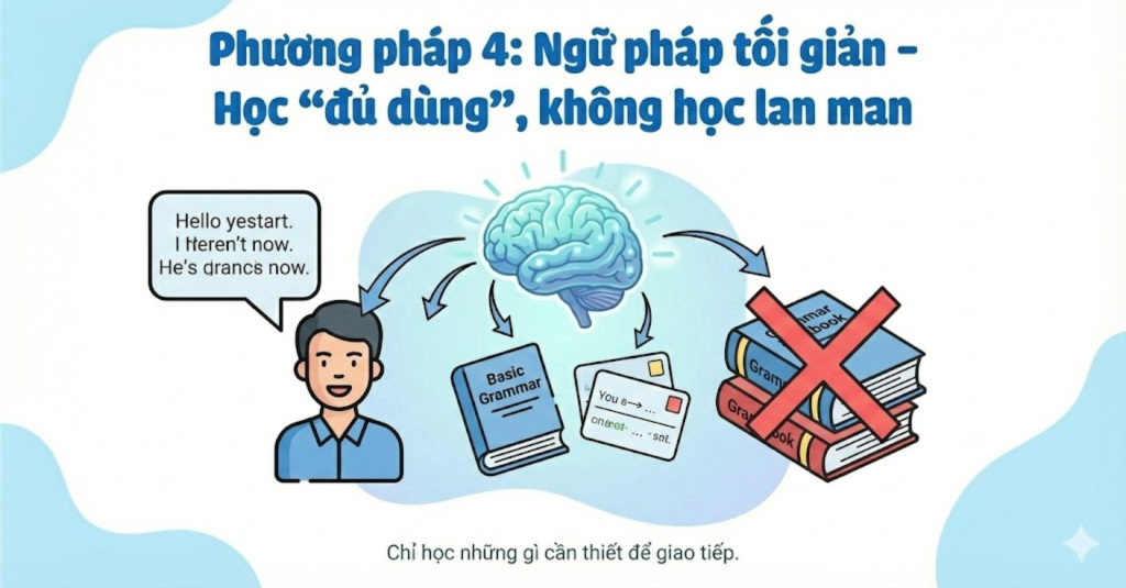 Phương pháp 4: Ngữ pháp tối giản – Học “đủ dùng”, không học lan man tạo đi