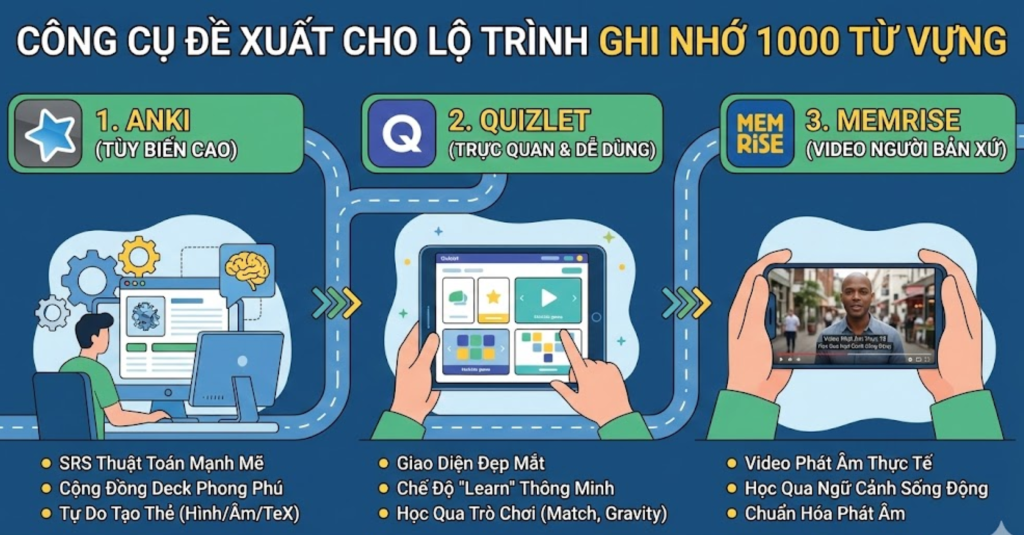 Công cụ đề xuất cho lộ trình ghi nhớ 1000 từ vựng