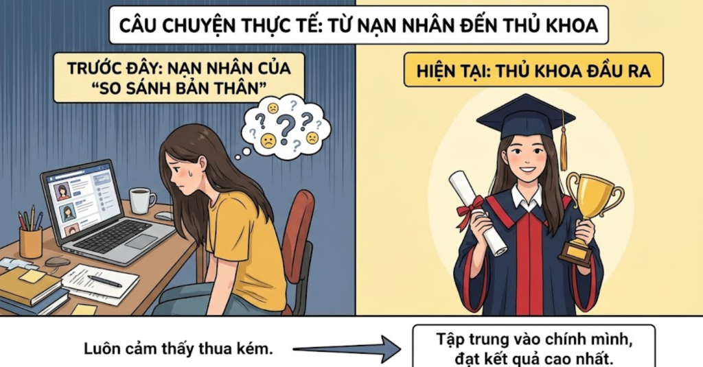 Câu chuyện thực tế: Từ nạn nhân của "So sánh bản thân" đến Thủ khoa đầu ra