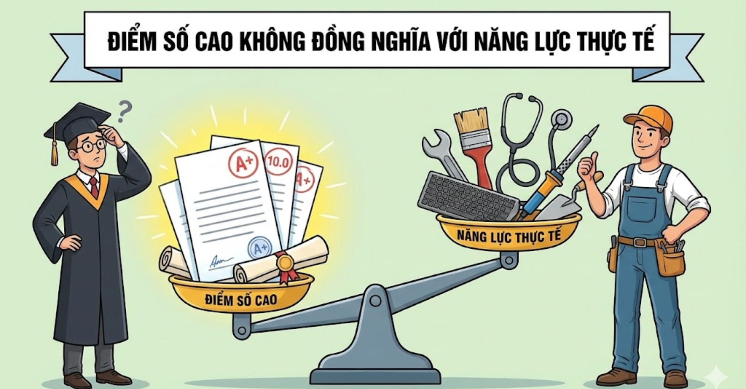 Điểm số cao không đồng nghĩa với năng lực thực tế