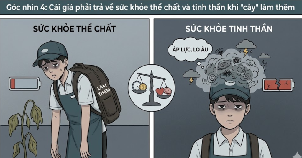 Góc nhìn 4: Cái giá phải trả về sức khỏe thể chất và tinh thần khi "cày" làm thêm
