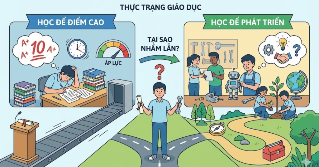 Thực trạng giáo dục: Tại sao chúng ta vẫn nhầm lẫn giữa học để điểm cao và học để phát triển?