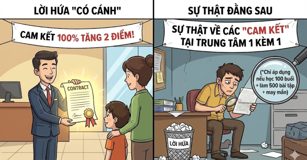 Sự thật về các "Cam kết" tại trung tâm 1 kèm 1