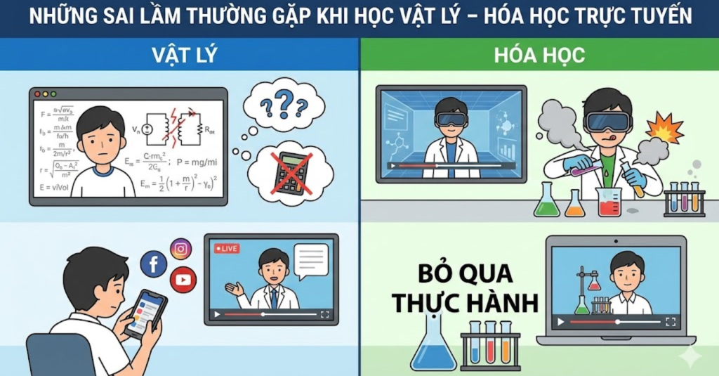Những sai lầm thường gặp khi học Vật lý – Hóa học trực tuyến