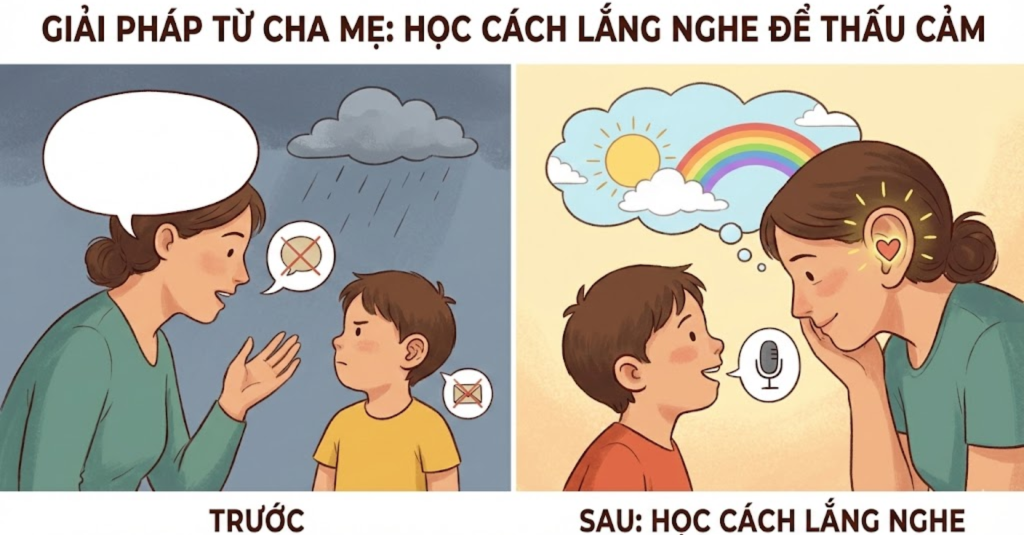 Giải pháp từ phía cha mẹ: Học cách lắng nghe để thấu cảm