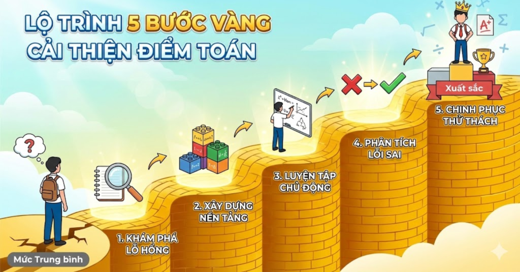 Lộ trình 5 bước vàng để cải thiện điểm Toán từ mức trung bình lên xuất sắc