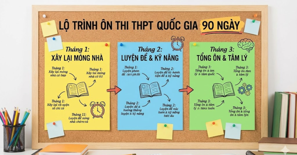 Lộ trình ôn thi THPT Quốc gia chi tiết trong 90 ngày