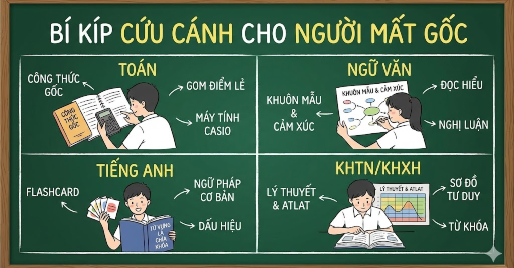 Bí kíp "cứu cánh" cho từng môn học khi mất gốc