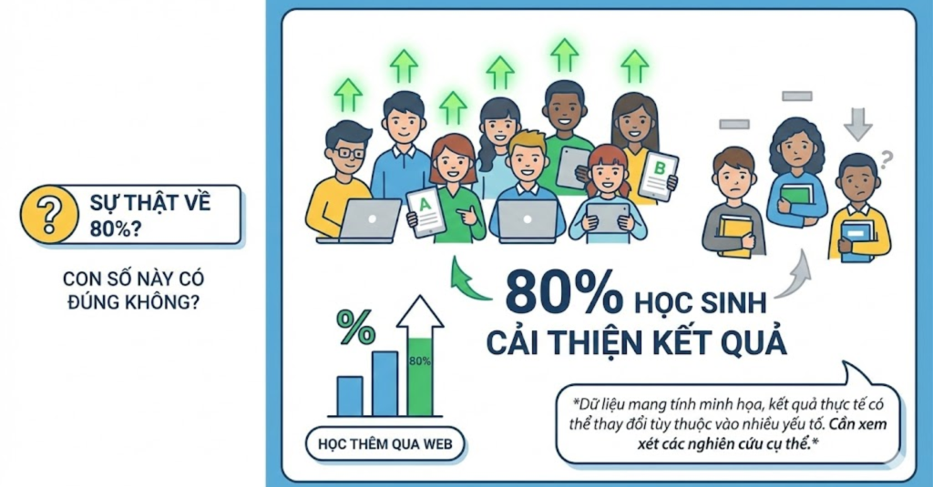 80% học sinh cải thiện kết quả học tập khi học thêm qua web – con số này có đúng không?