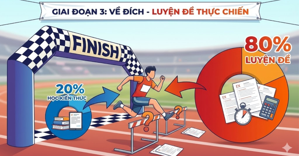 Giai đoạn 3: Về đích - Luyện đề thực chiến (Tỷ lệ: 20% Học kiến thức - 80% Luyện đề)