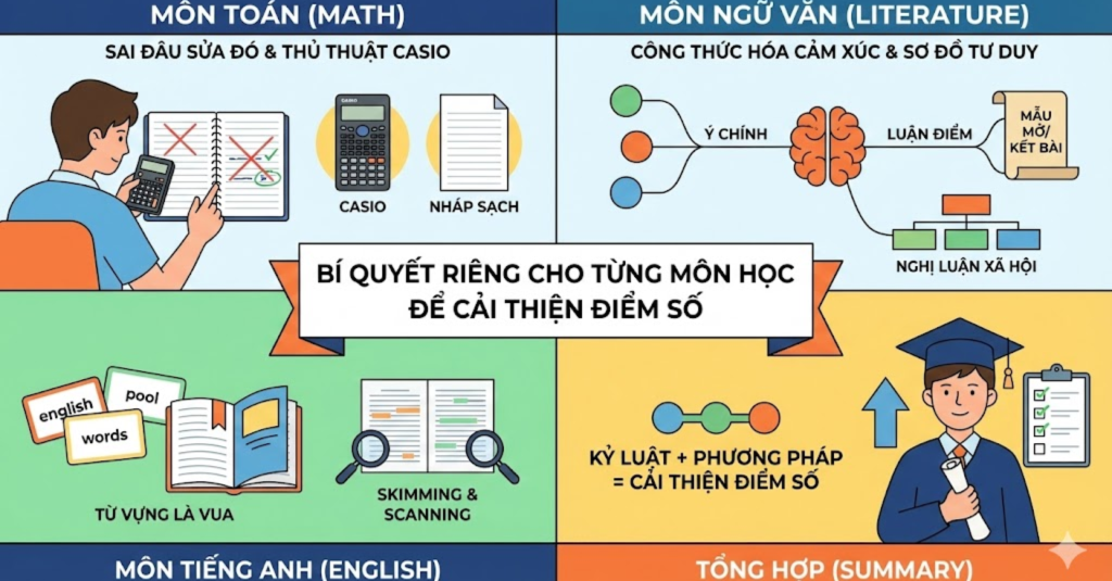 Bí quyết riêng cho từng môn học để cải thiện điểm số