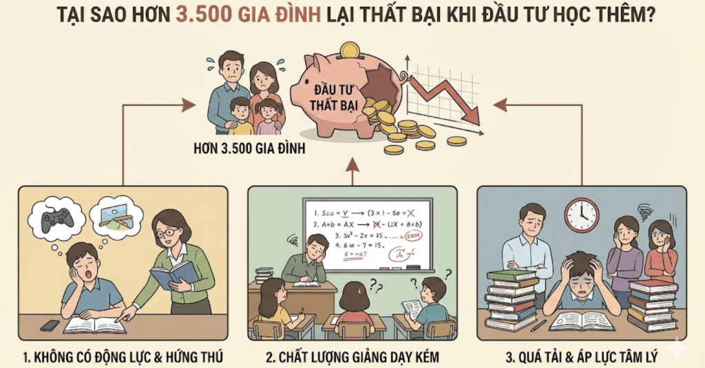 Tại sao hơn 3.500 gia đình lại thất bại khi đầu tư học thêm?
