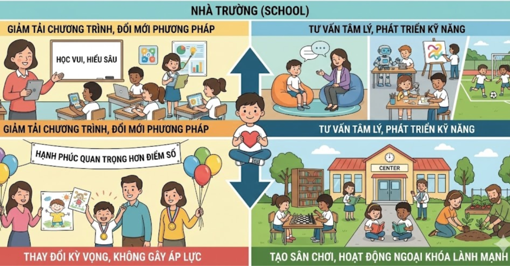 Vai trò của xã hội và nhà trường trong việc giảm áp lực học thêm