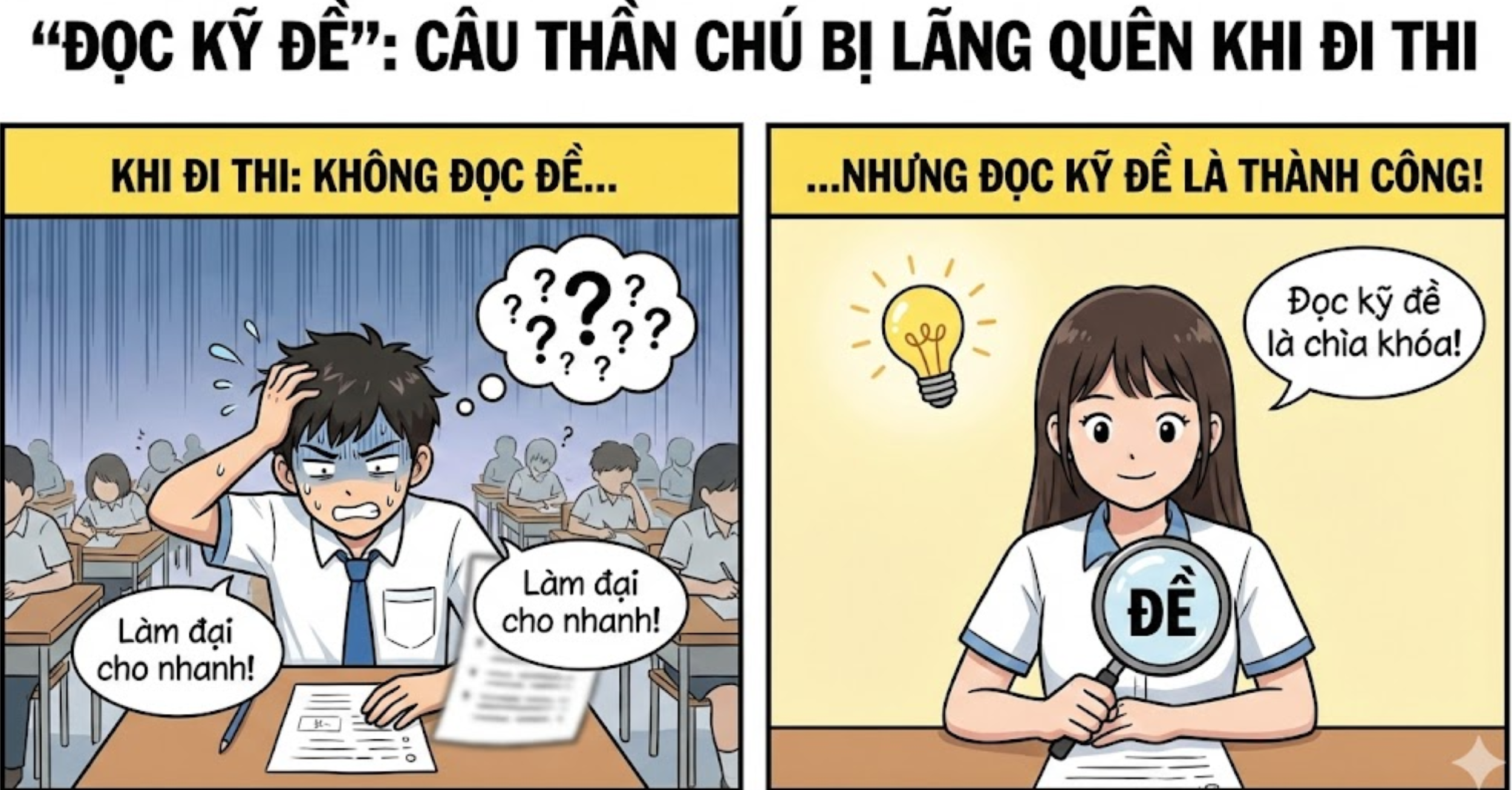 "Đọc kỹ đề": Câu thần chú bị lãng quên khi đi thi