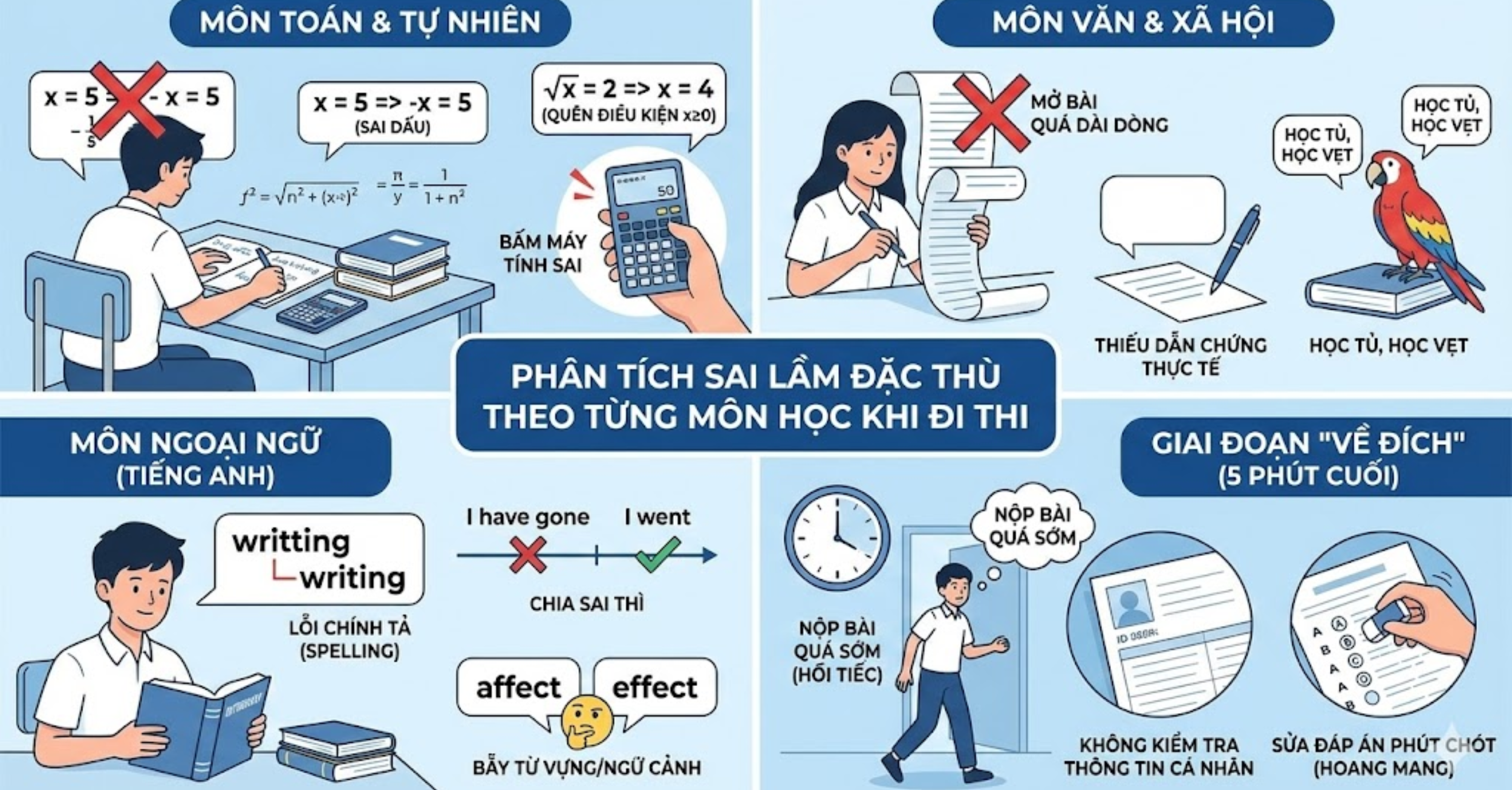 Phân tích sai lầm đặc thù theo từng môn học