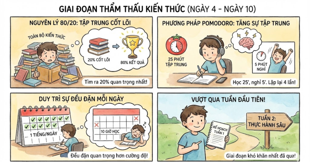 Giai đoạn Thẩm thấu kiến thức (Ngày 4 - Ngày 10)