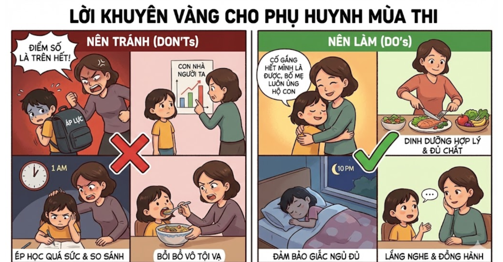 Lời khuyên dành cho phụ huynh trong mùa thi