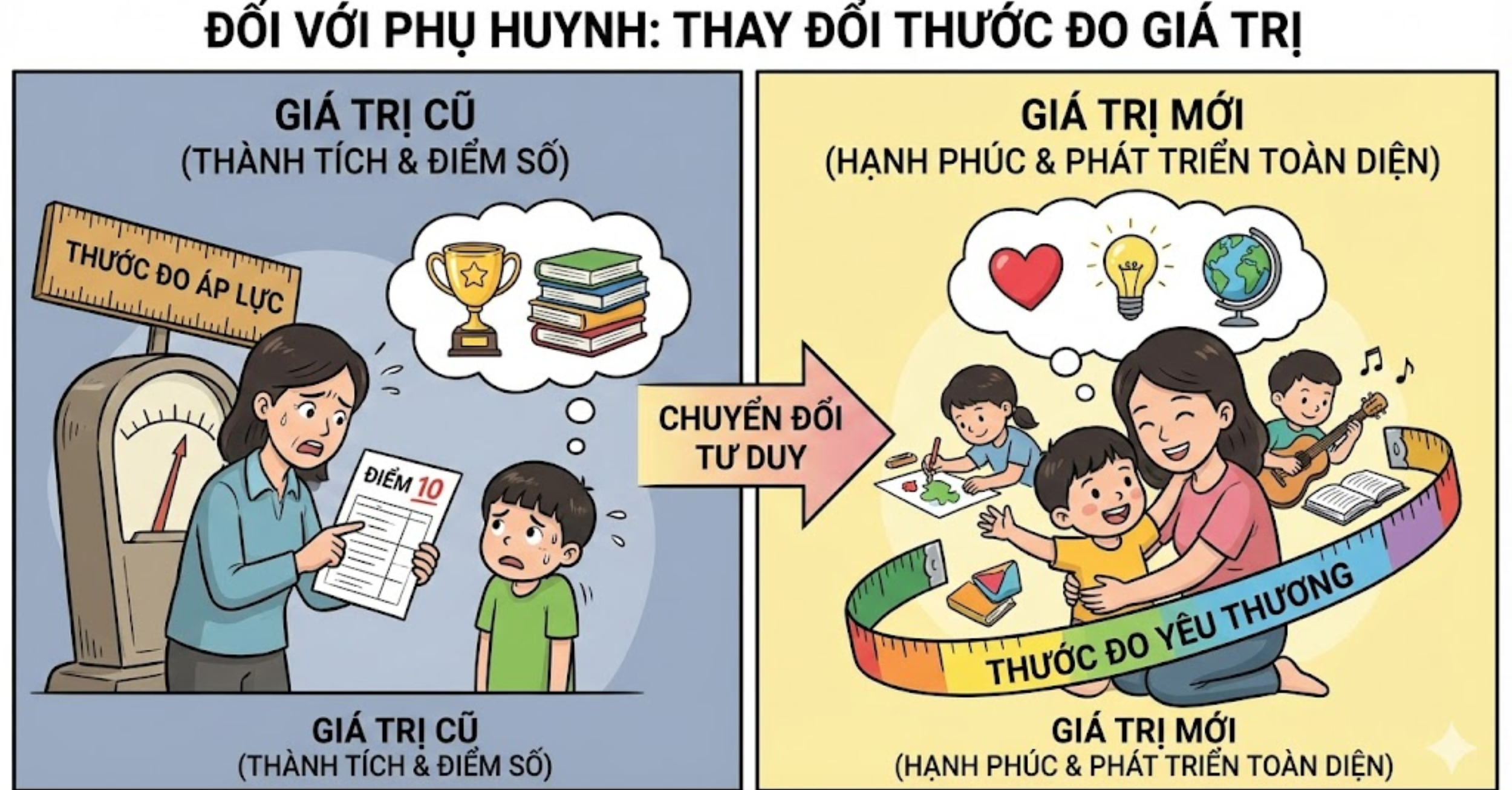 Đối với Phụ huynh: Thay đổi thước đo giá trị