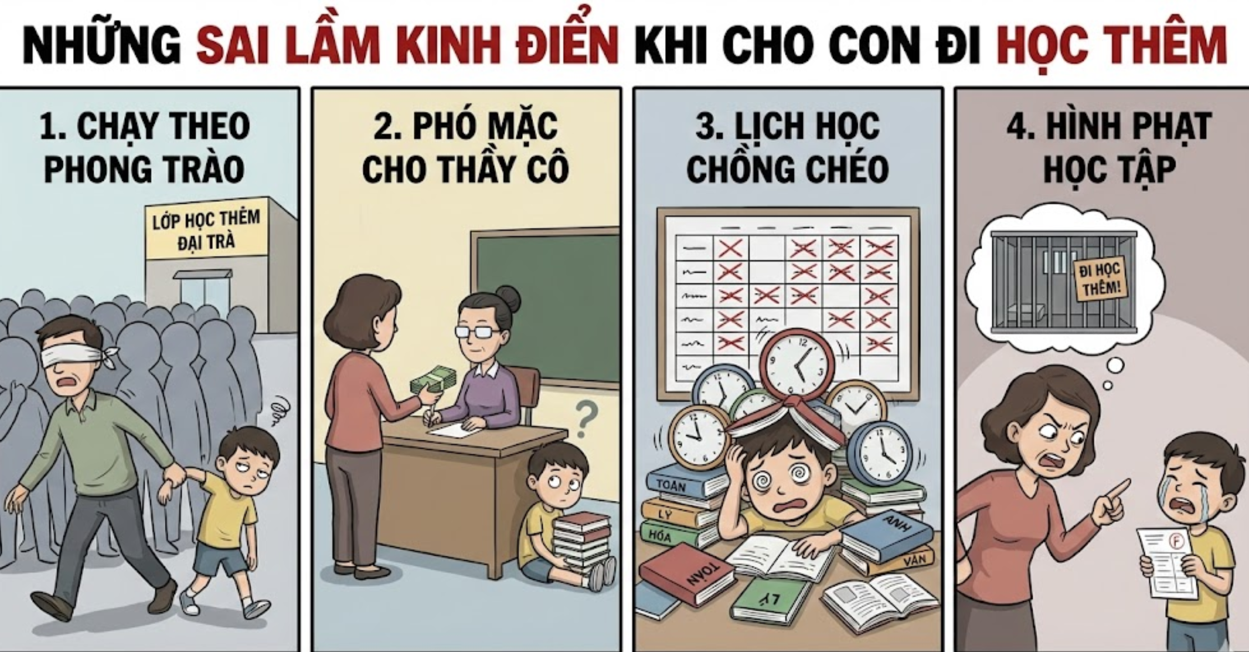 Những sai lầm kinh điển cần tránh khi cho con đi học thêm