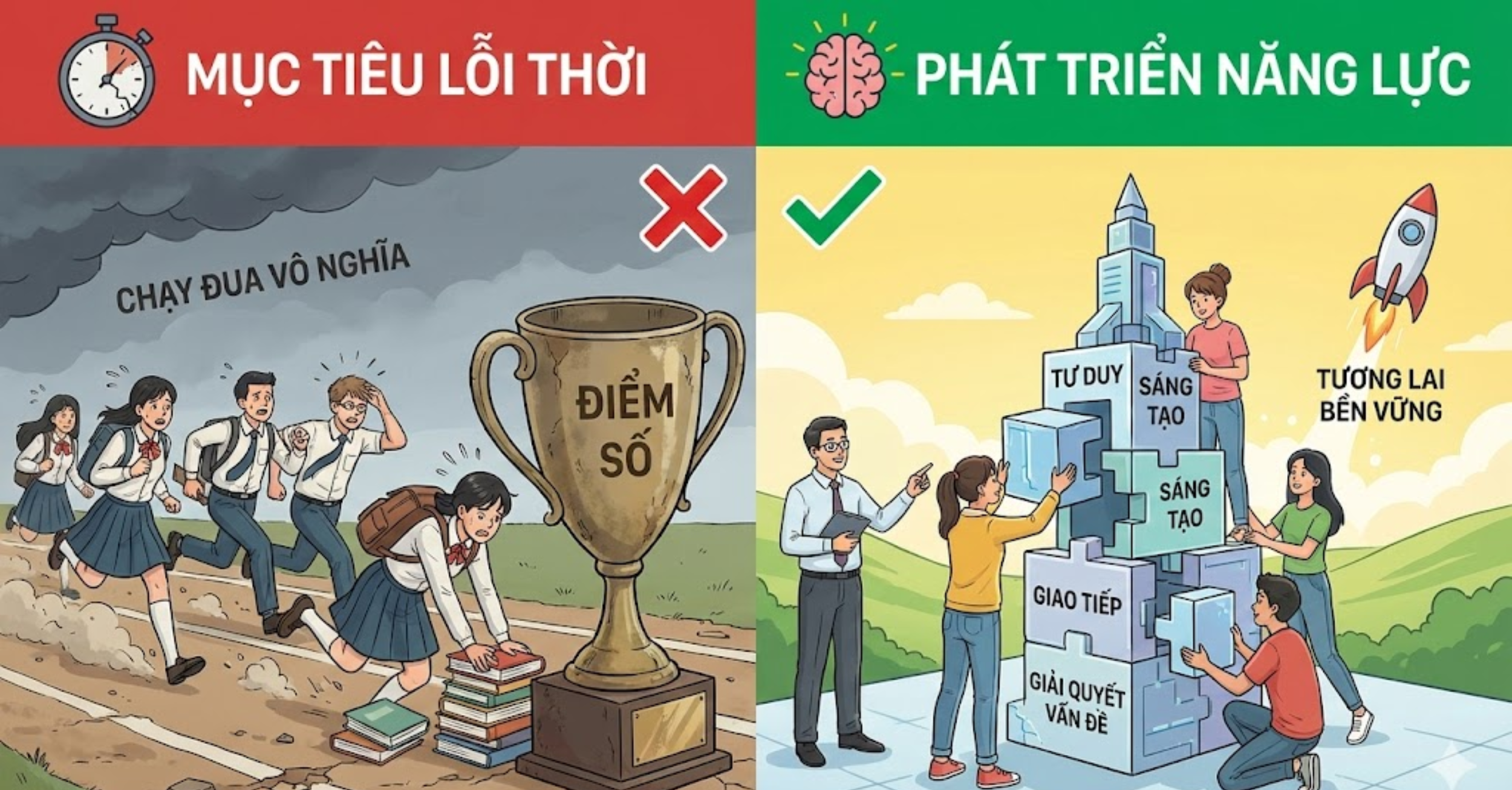Mục tiêu lỗi thời: Chạy đua điểm số thay vì phát triển năng lực