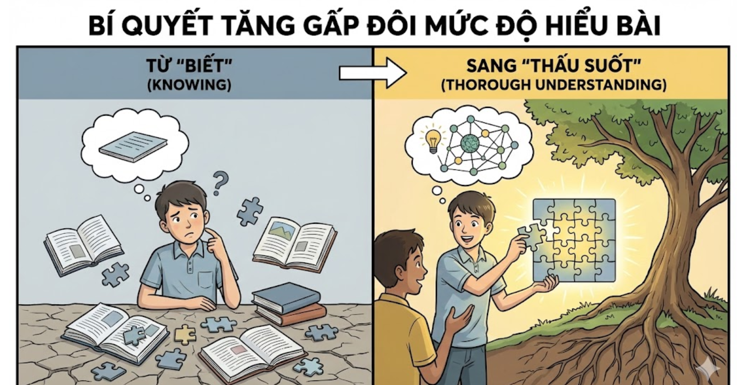 Bí quyết tăng gấp đôi mức độ hiểu bài: Từ "Biết" sang "Thấu suốt"