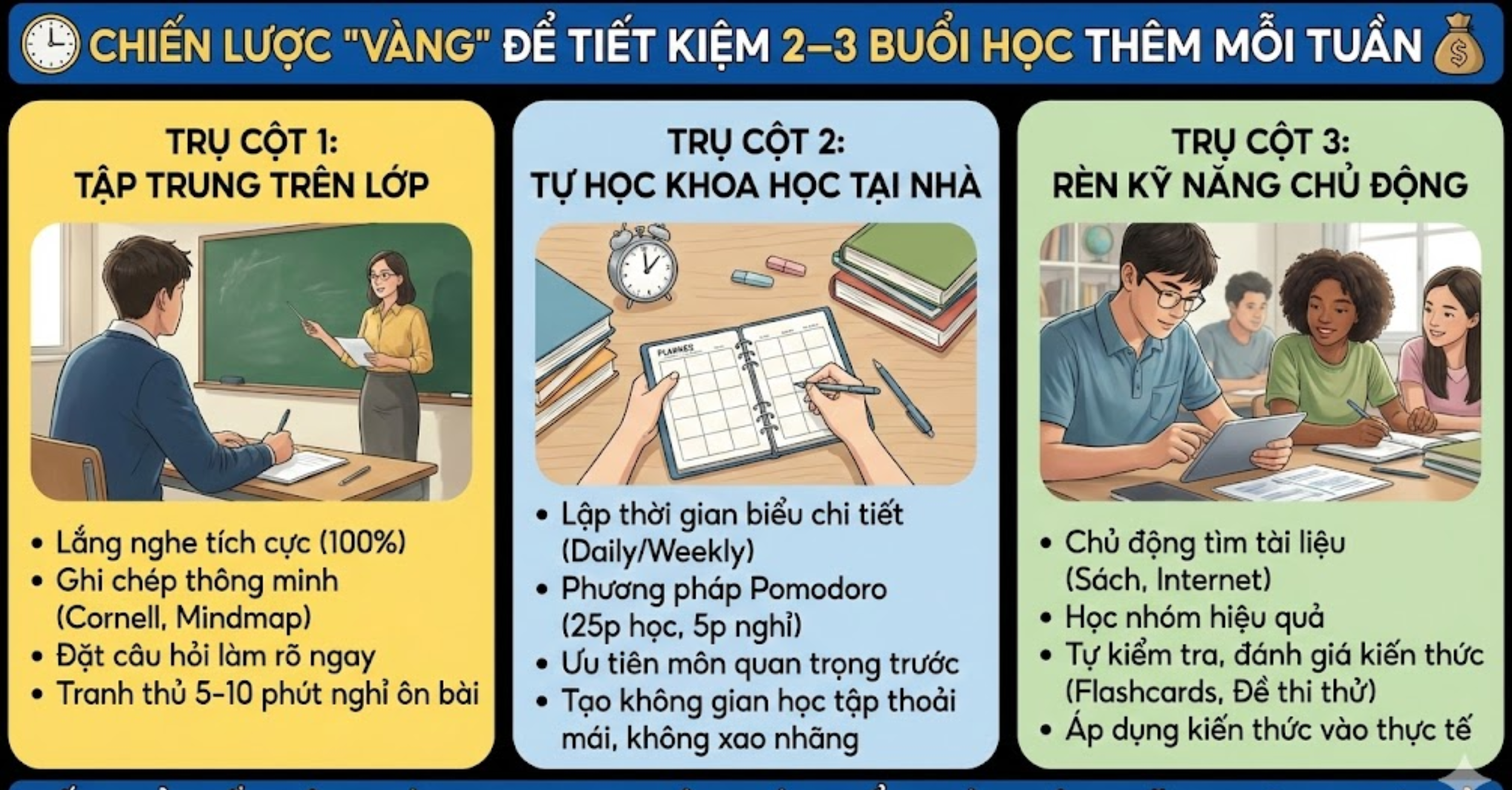 Chiến lược "Vàng" để tiết kiệm 2–3 buổi học thêm mỗi tuần