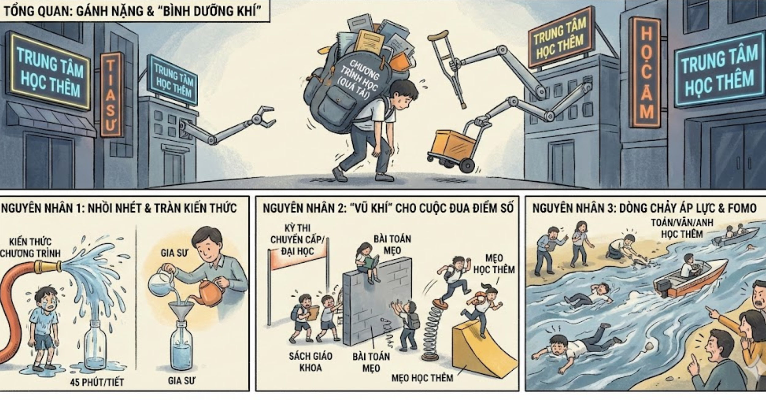 Chương trình học quá tải – Nguyên nhân dẫn đến sự lệ thuộc vào học thêm