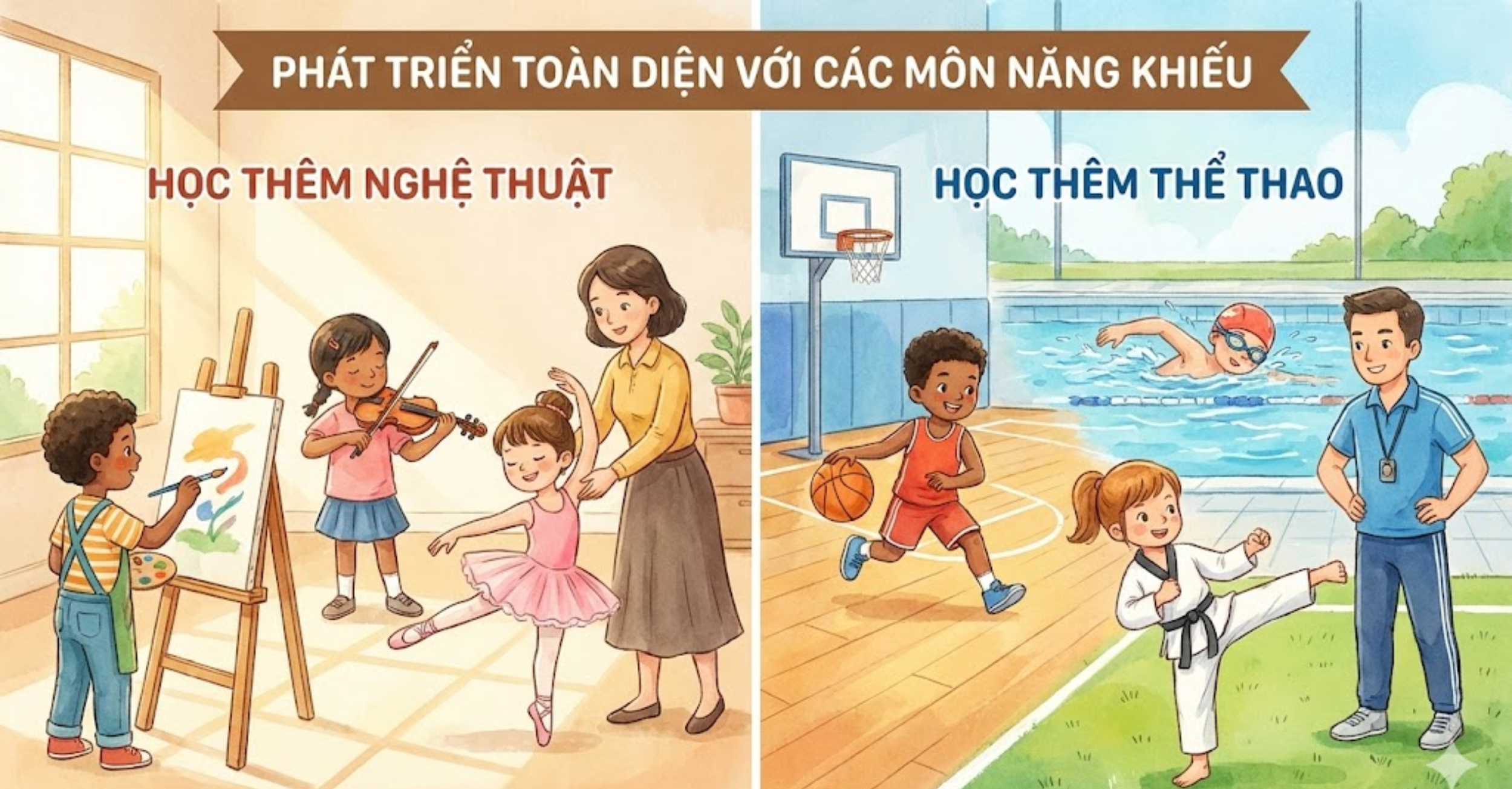 Học thêm các bộ môn nghệ thuật và thể thao