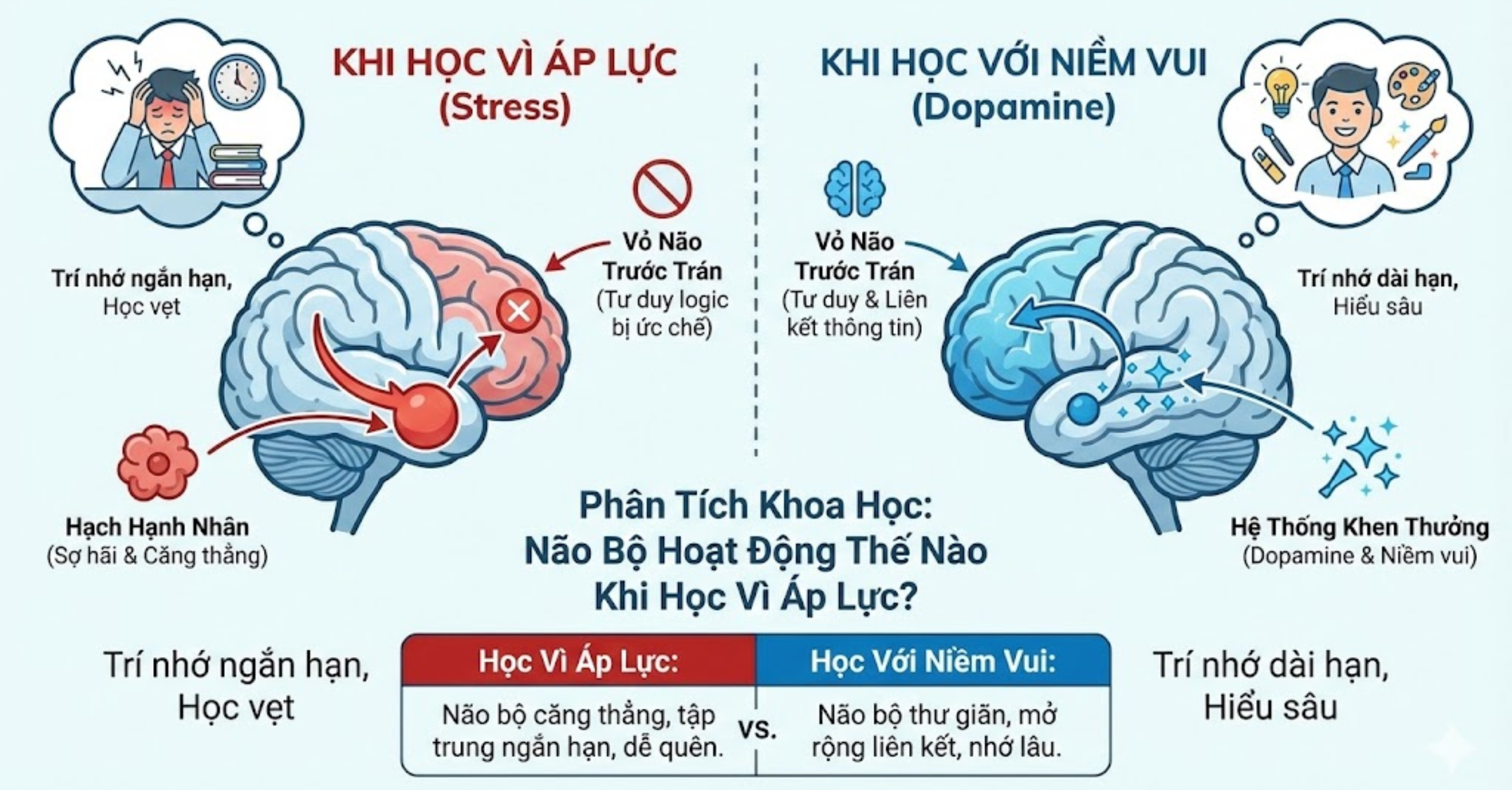 Phân Tích Khoa Học: Não Bộ Hoạt Động Thế Nào Khi Học Vì Áp Lực?
