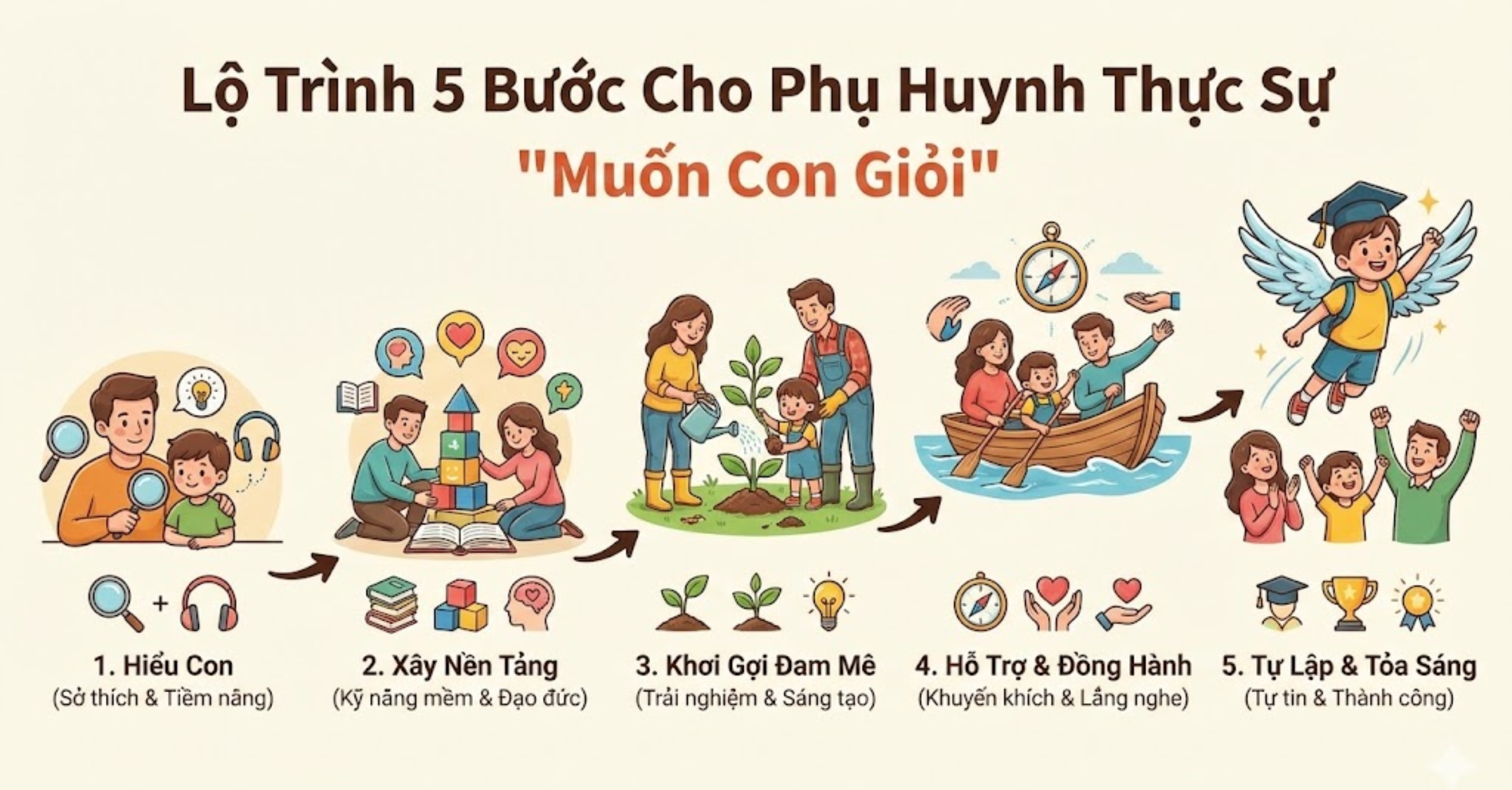 Lộ Trình 5 Bước Cho Phụ Huynh Thực Sự "Muốn Con Giỏi"