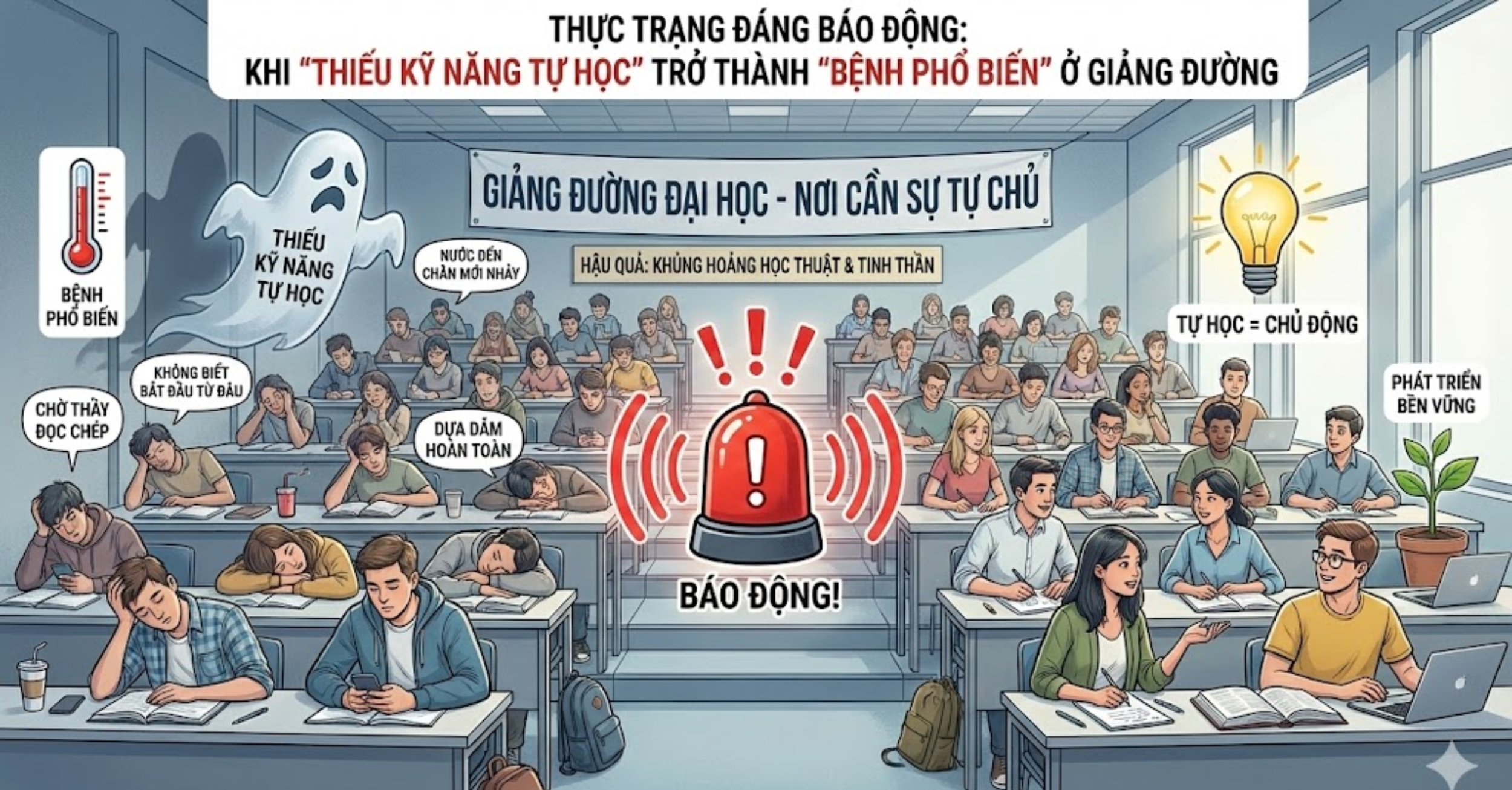 Thực trạng đáng báo động: Khi "thiếu kỹ năng tự học" trở thành "bệnh phổ biến" ở giảng đường 