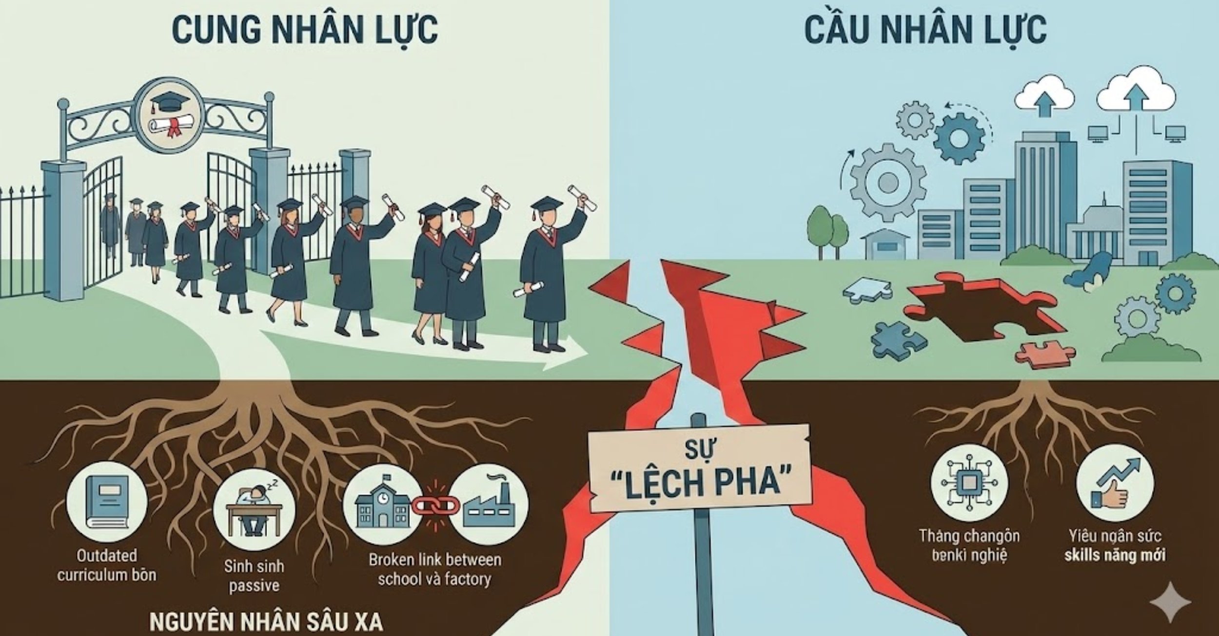Nguyên nhân sâu xa dẫn đến sự "lệch pha" cung - cầu nhân lực