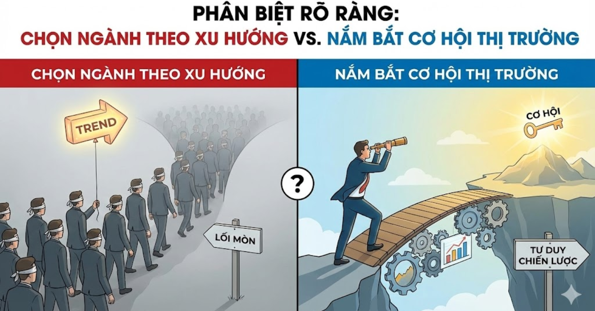 Phân biệt rõ ràng: Chọn ngành theo xu hướng vs. Nắm bắt cơ hội thị trường