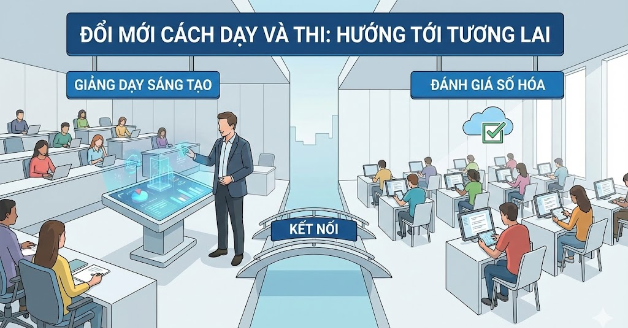 Về phía nhà trường và giảng viên: Đổi mới cách dạy và thi