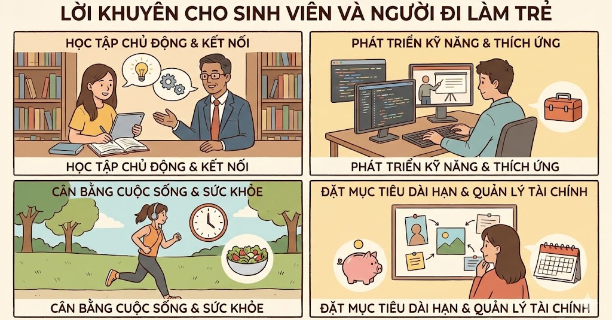 Lời khuyên cho sinh viên và người đi làm trẻ