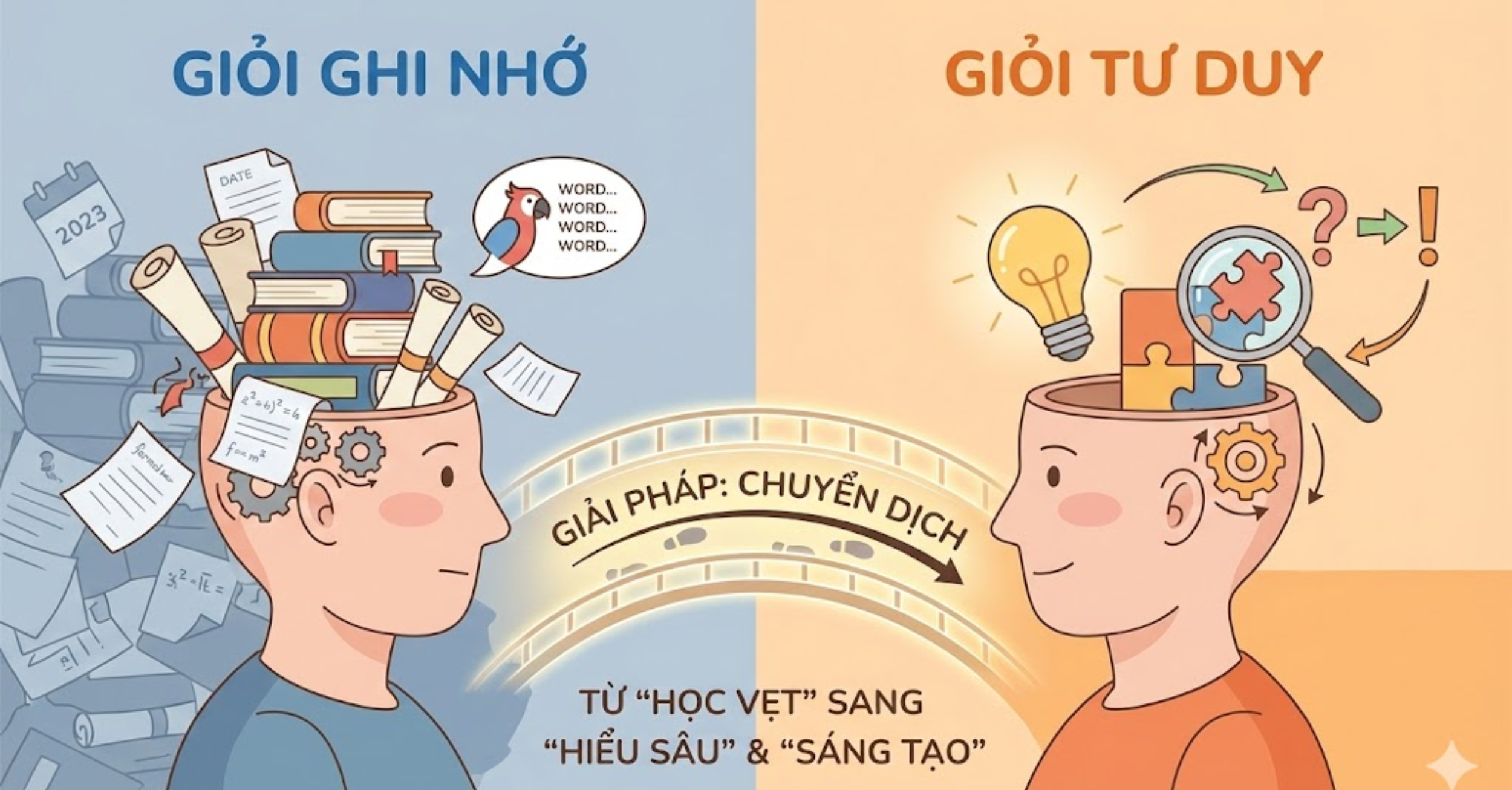 Giải pháp: Chuyển dịch từ "Giỏi ghi nhớ" sang "Giỏi tư duy"