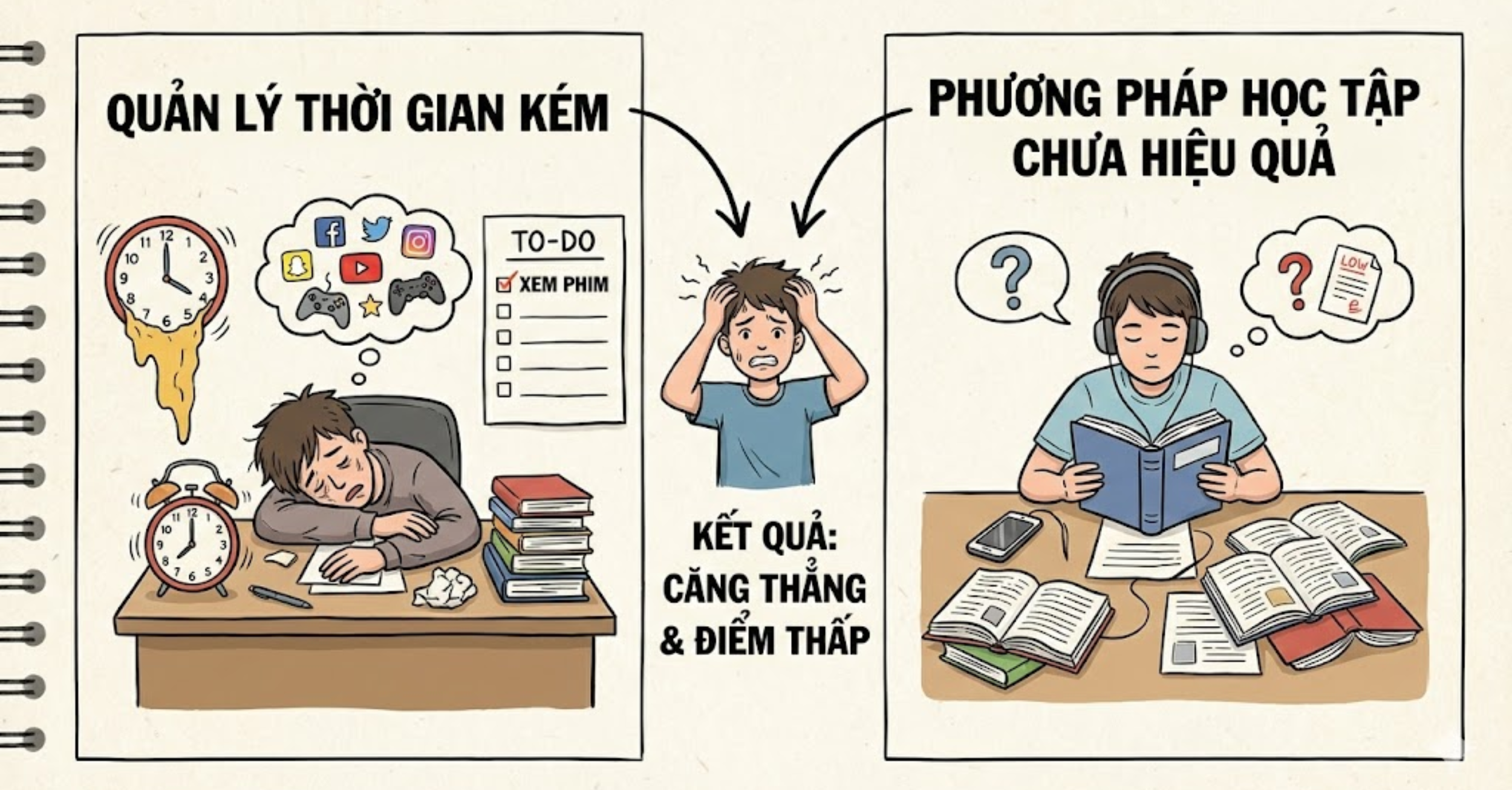 Kỹ năng quản lý thời gian và phương pháp học tập chưa hiệu quả