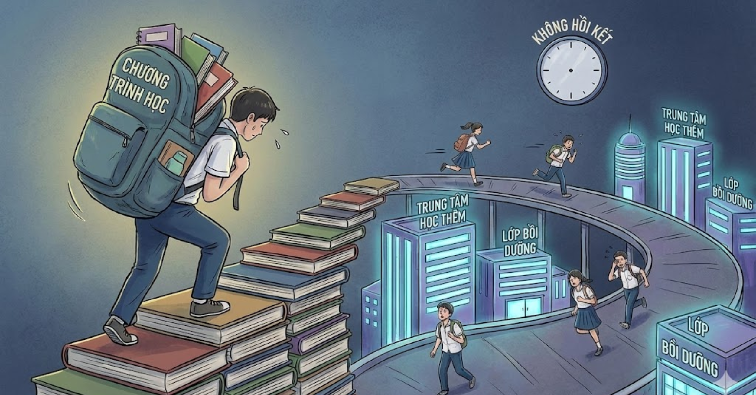 Gánh nặng chương trình học và "cuộc đua" học thêm không hồi kết