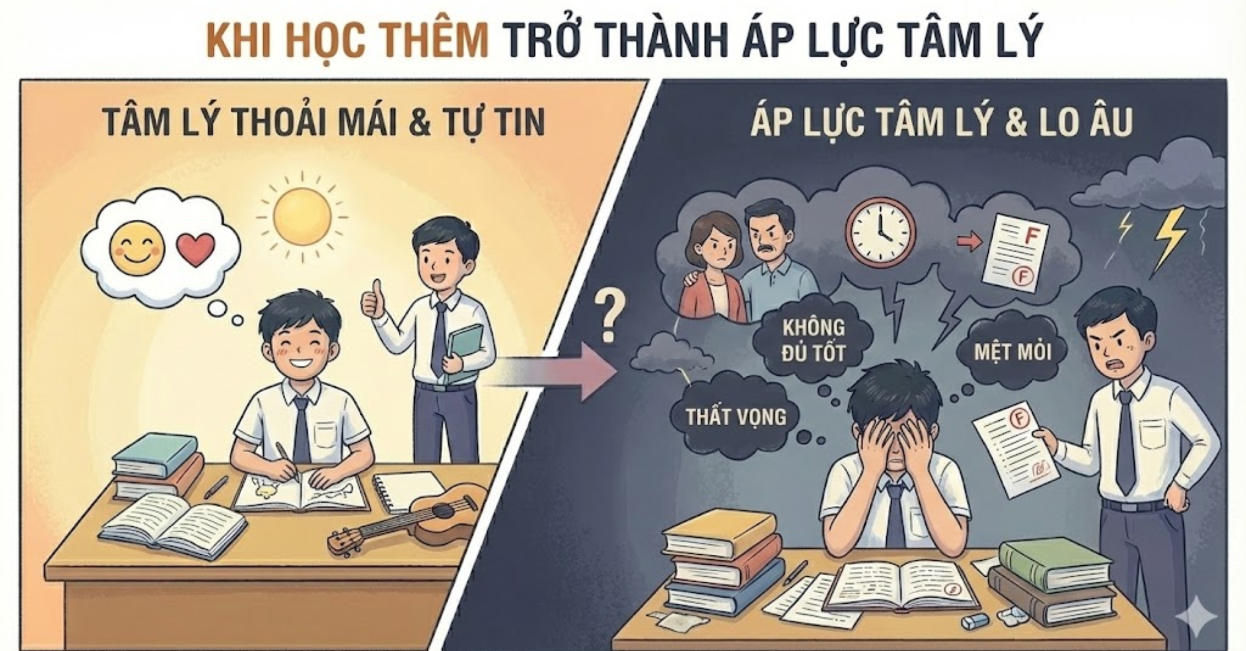Khi học thêm trở thành áp lực tâm lý