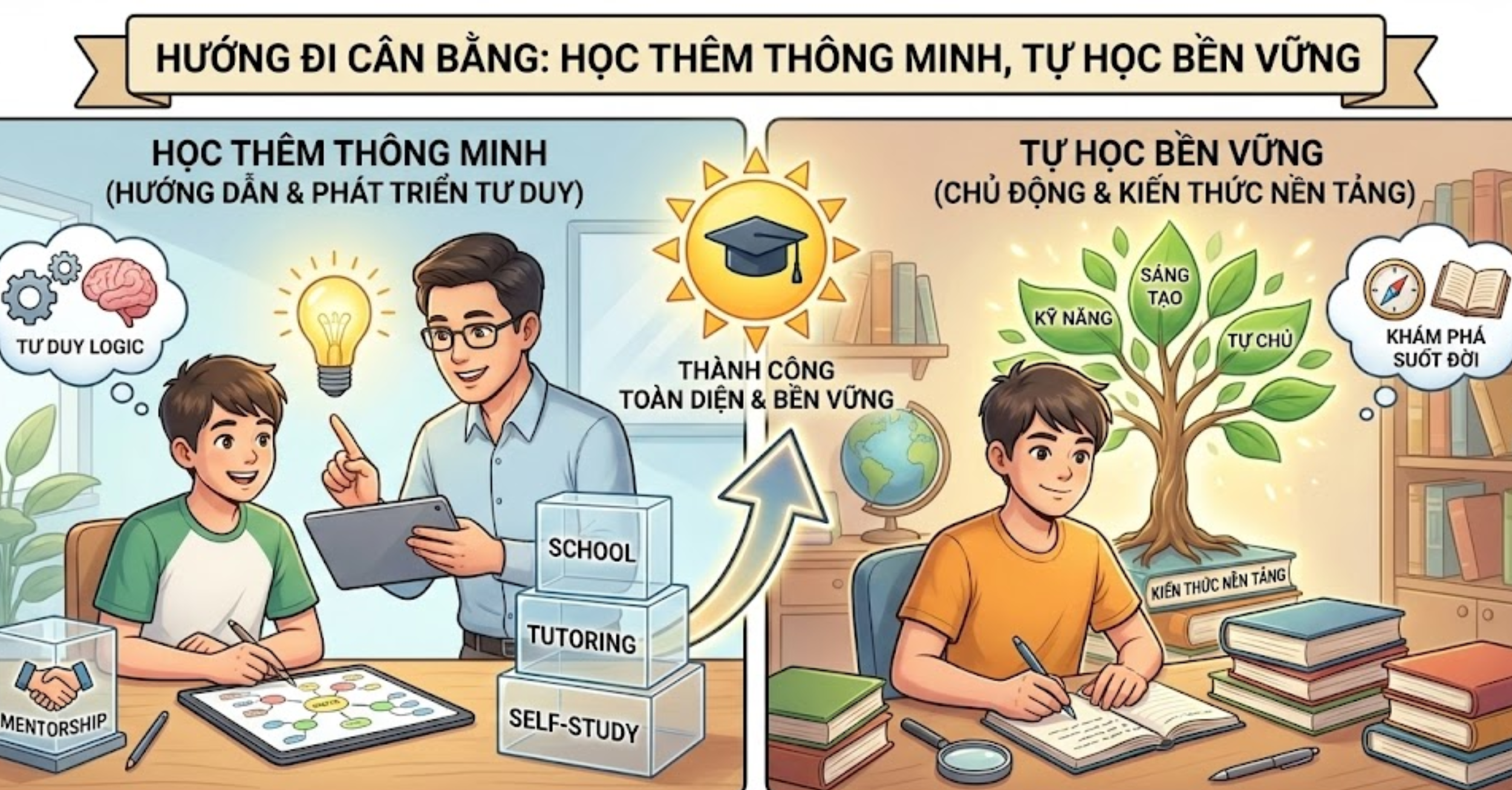 Hướng đi cân bằng: học thêm thông minh, tự học bền vững