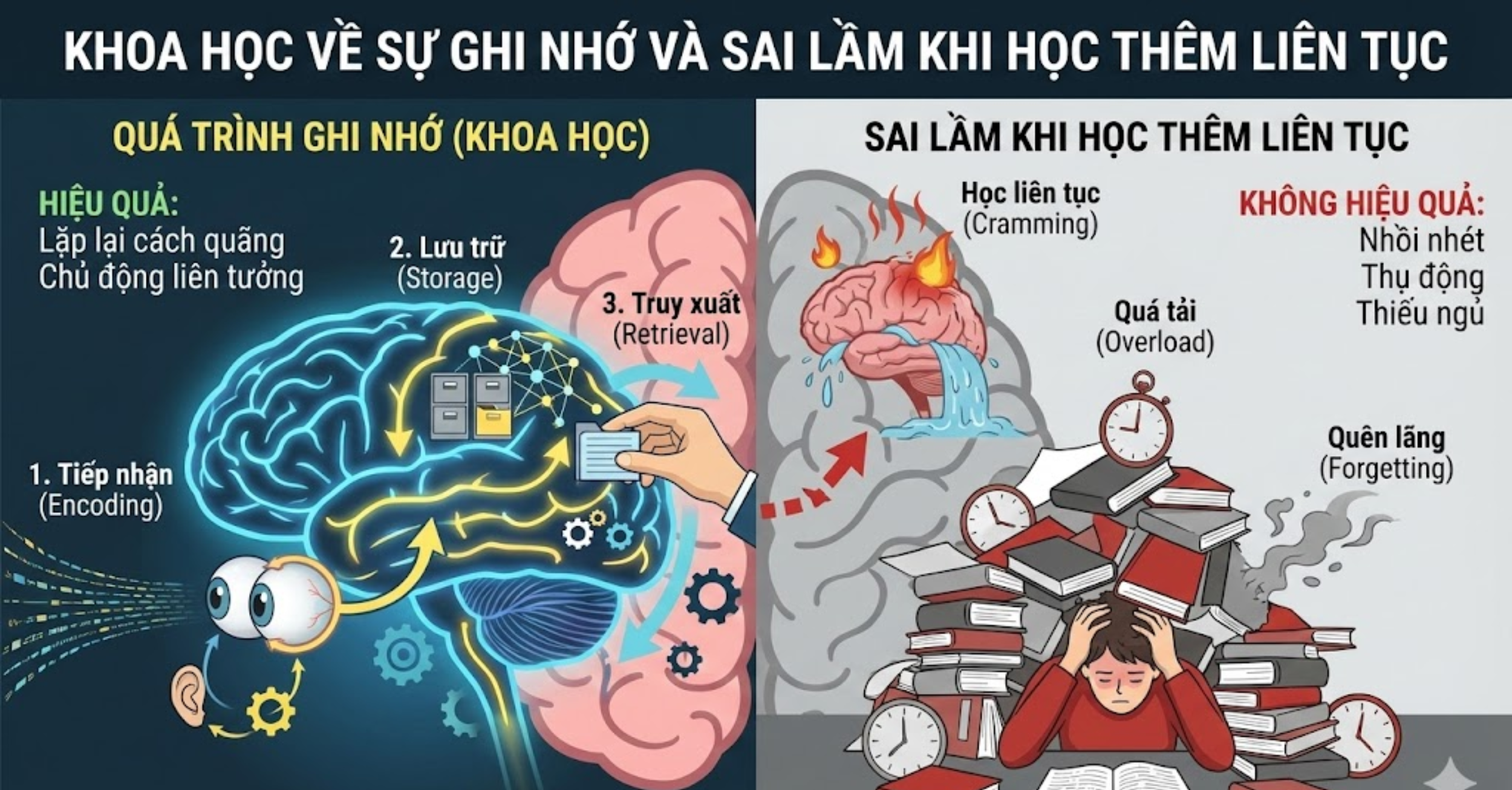 Khoa học về sự ghi nhớ và sai lầm khi học thêm liên tục