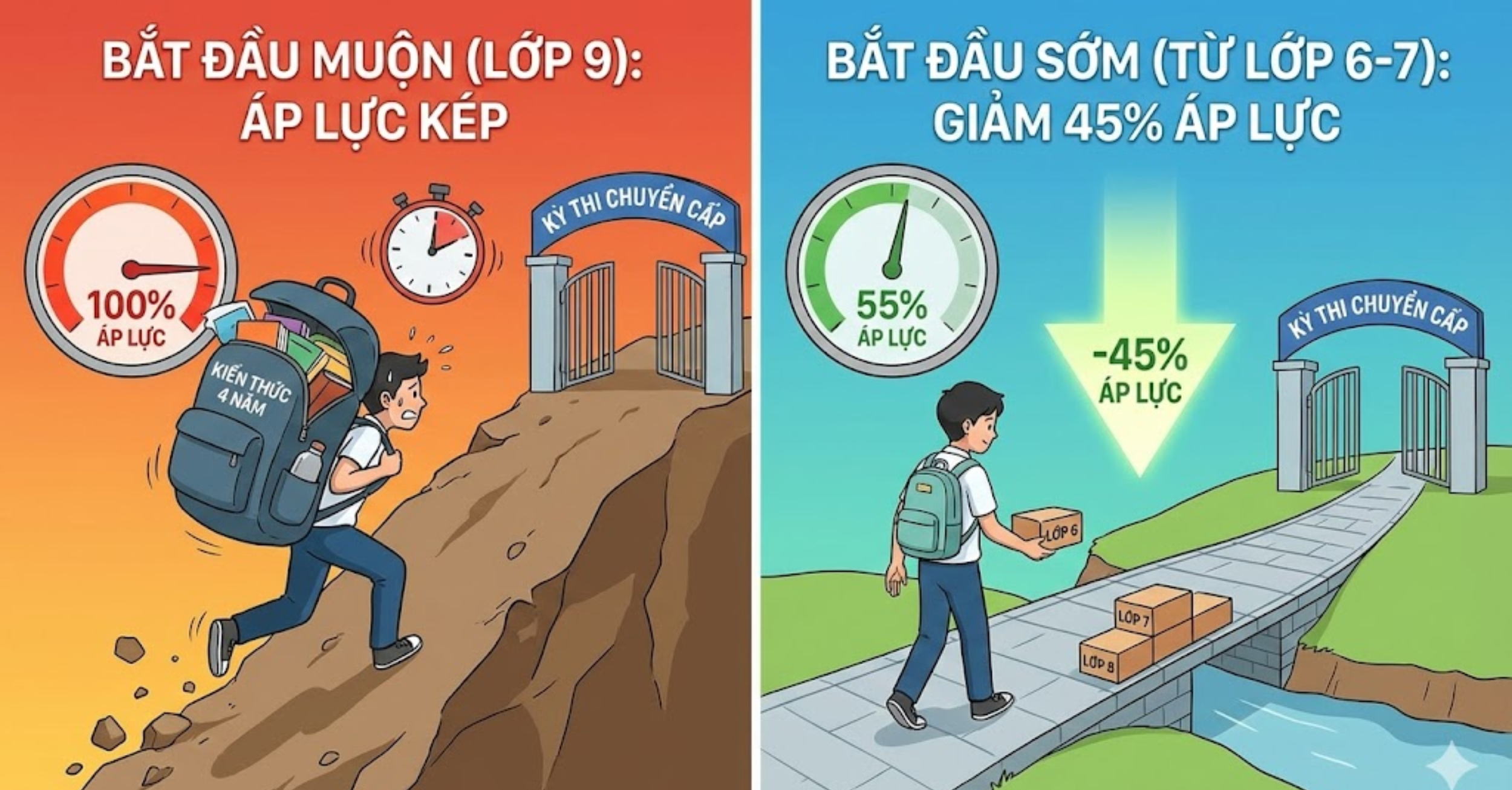 Giải mã con số 45%: Tại sao bắt đầu sớm lại giảm gần một nửa áp lực?