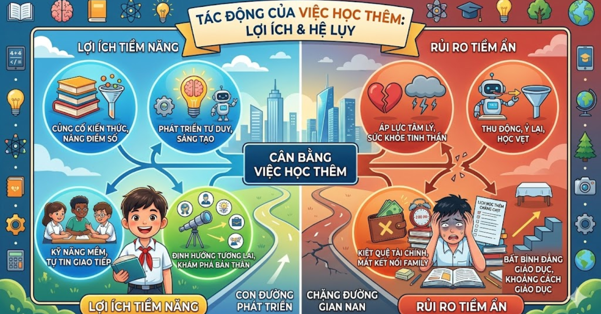Những hệ lụy tiềm ẩn khi lạm dụng việc học thêm