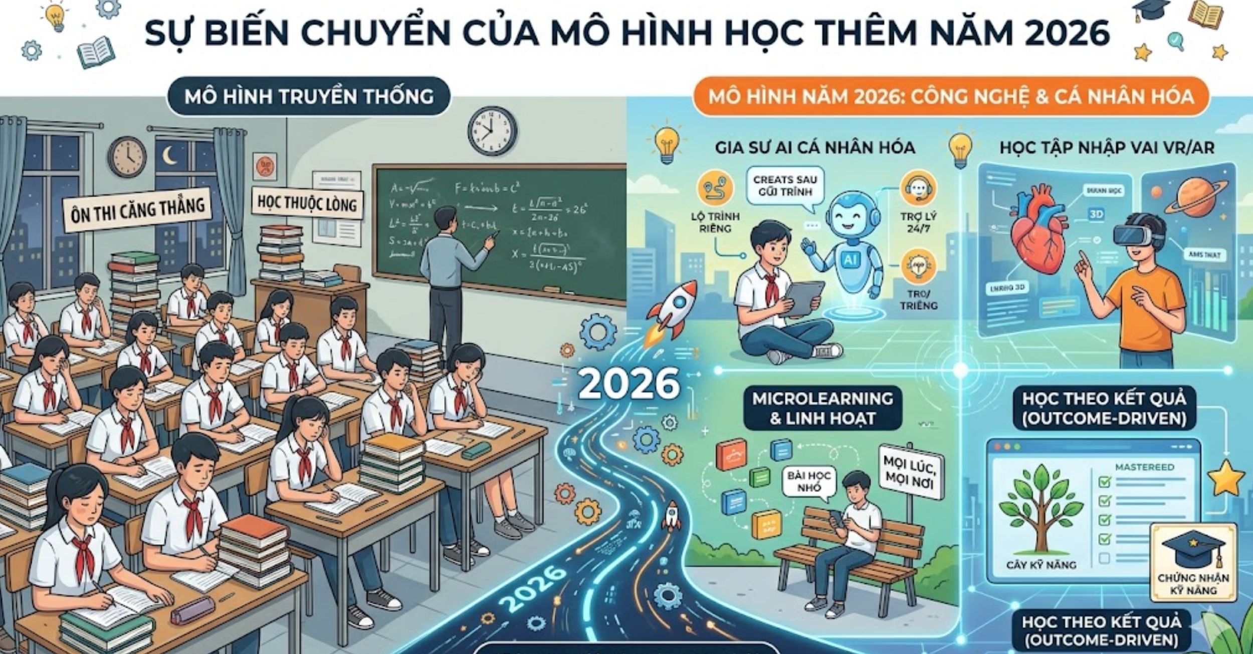 Sự biến chuyển của mô hình học thêm trong năm 2026