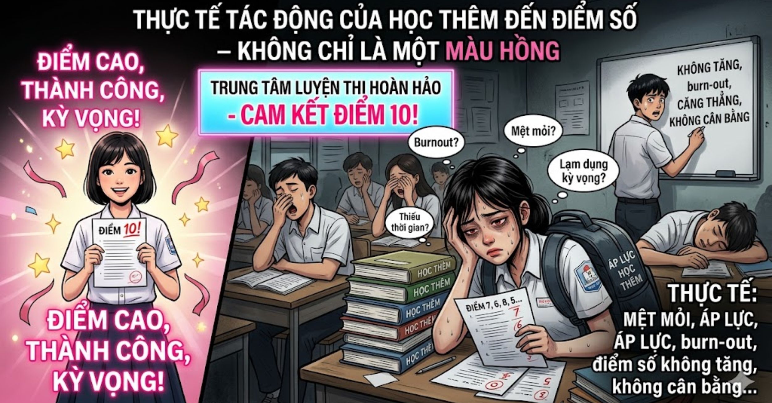 Thực tế tác động của học thêm đến điểm số – Không chỉ là một màu hồng