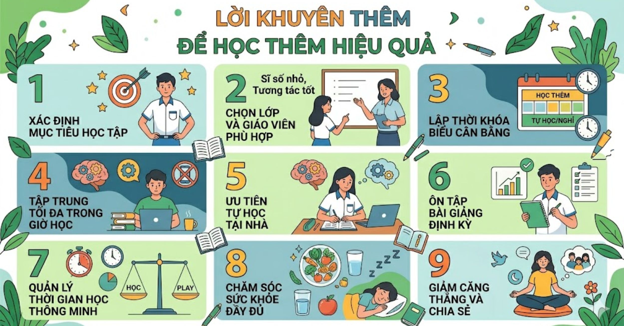 Lời Khuyên Thêm Để Học Thêm Hiệu Quả