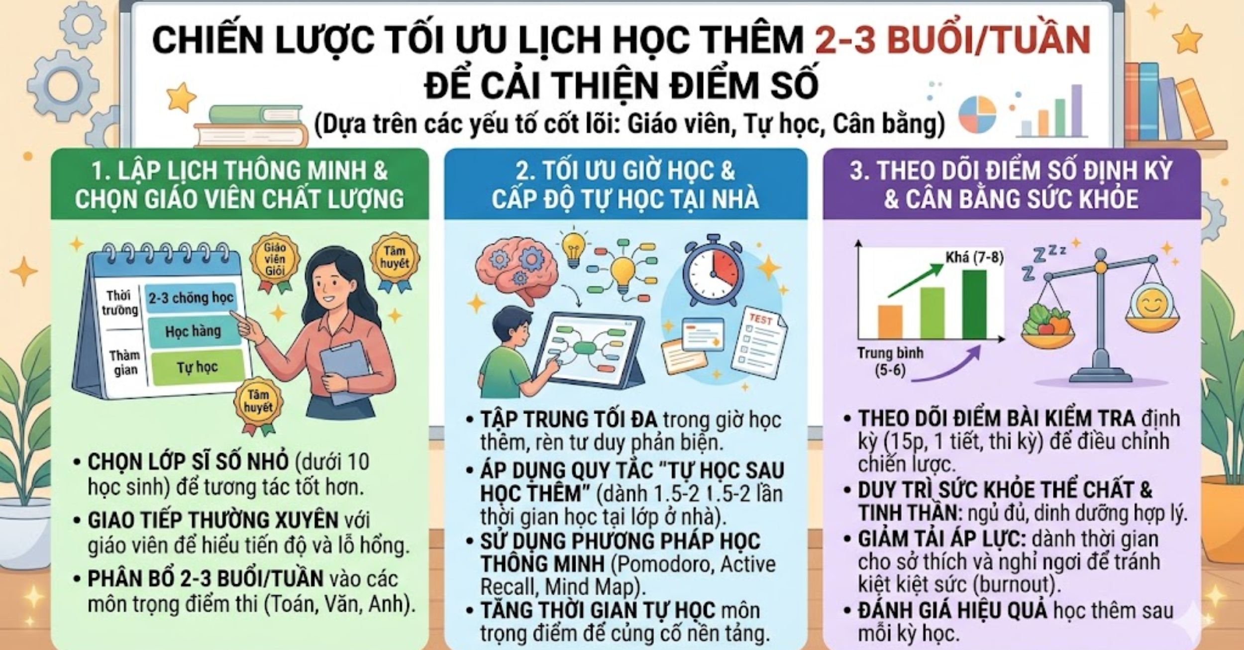 Chiến Lược Tối Ưu Lịch Học Thêm 2–3 Buổi/Tuần Để Cải Thiện Điểm Số